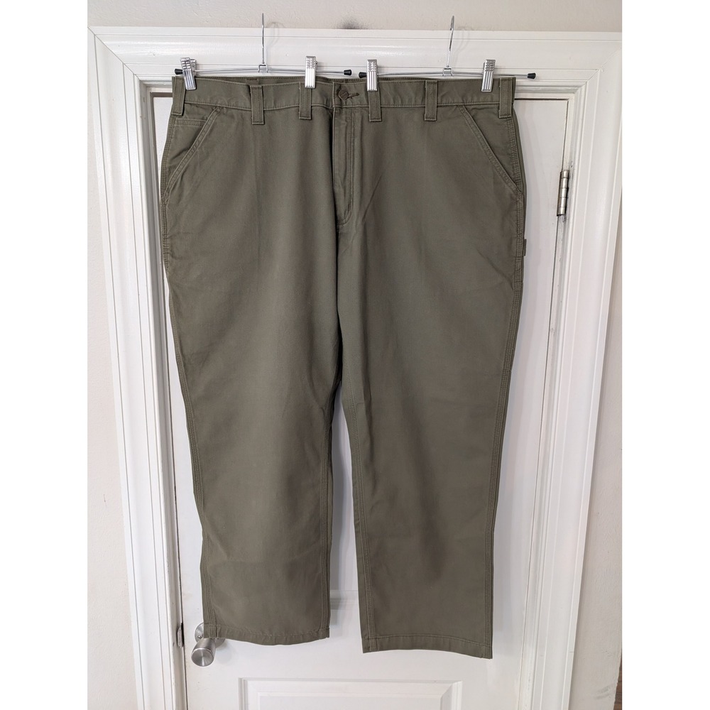 Carhartt Mens Relaxed Fit‎ Twill Utility Work Pants Army Green 46x30 canvas